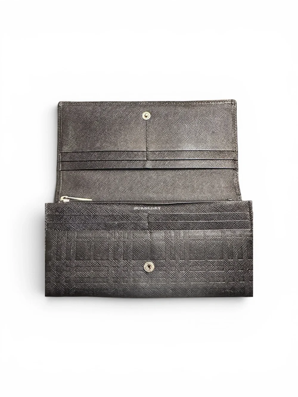 Burberry BlackTextured Leather Long Wallet